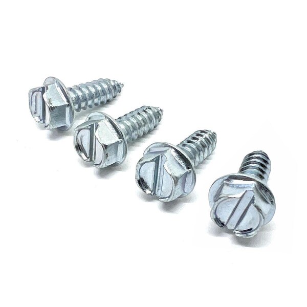 Boltsandnuts.Com Sheet Metal Screw, #14 x 3/4 in, Zinc Plated Steel Flange Hex Head Slotted Drive, 20 PK LICENSEPLATESCREWS20 - main
